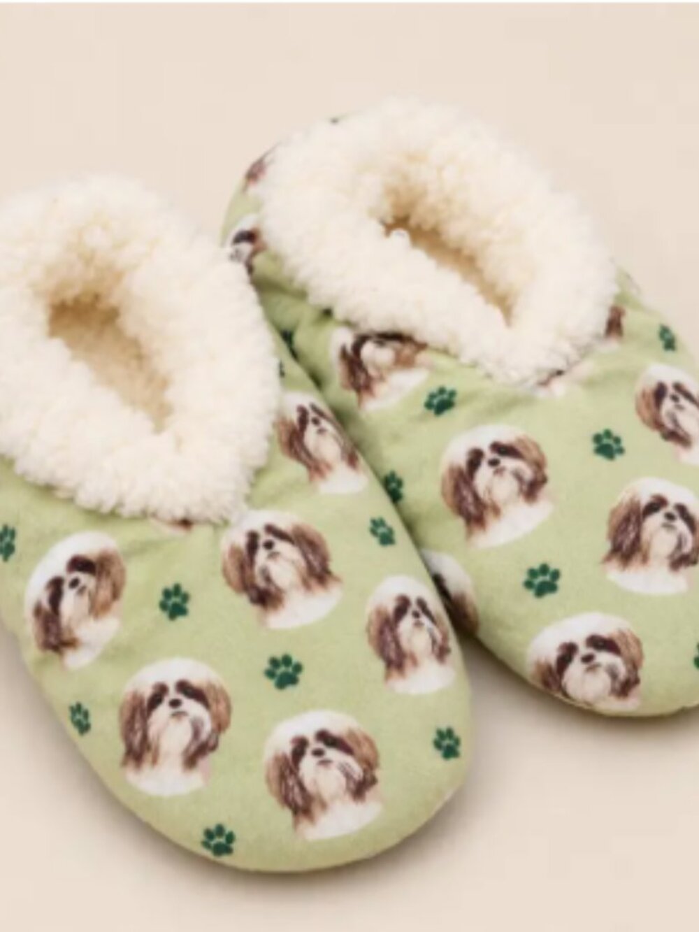Slippers, Shih Tzu tan white NWT